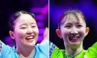 張本美和&早田ひな組 女子ダブルス優勝