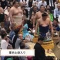 あれ、人気力士の化粧まわしに著名人のイラストが… 幕内土俵入りでファン驚きの一コマ