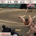 「腕危なかったな」行司軍配も差し違った“驚異の突き落とし”に館内どよめく 物凄い体勢で転落も勝利「すごいな着地」驚きの声
