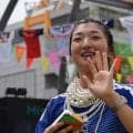 坂本花織さん「ネックレスが重くて」青ユニ×パールで宮下公園沸かす　日本代表にもエール