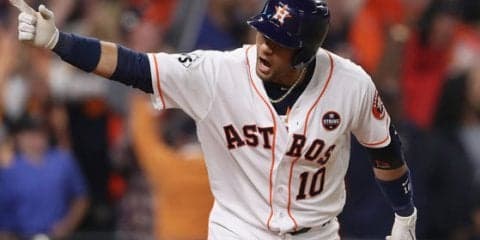 【MLBプレーオフ】グリエルが汚名返上の同点弾！　4回にカーショーから左翼席へ会心の一撃