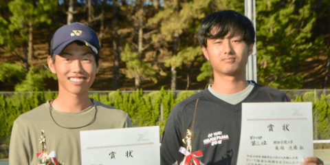【ソフトテニス部男子】　廣瀧・遠藤爵ペアが３位入賞を果たす