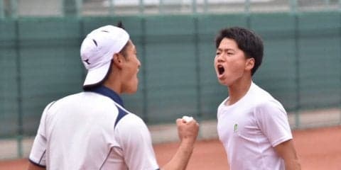 【庭球部男子】　栗山・天野組がストレート勝ちで、準決勝へ進出！