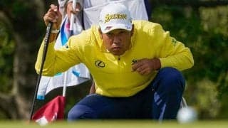松山が万歳！　凶悪グリーン攻略のチップインバーディーを米絶賛「完璧に傾斜を使う」