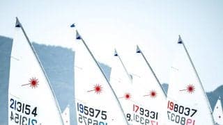 津で開幕。レーザー全日本初日は強風でラジアル1レース実施