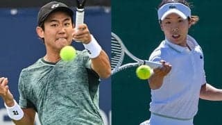 西岡、全米会場で本玉とラリー