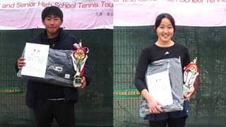 東京都私立中学高等学校選手権大会個人の部、男子は佐藤遥太、女子は岩佐優香が優勝