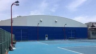  柳川高にハード2面が完成 