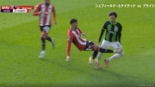 「ふざけるな！」三笘薫の膝に強烈な足裏タックルが炸裂した衝撃の瞬間 極悪なイングランド式スライディングタックルにファンも悲鳴「これは見たくない」
