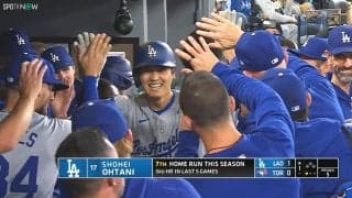 大谷翔平、今季7号で日本出身のド軍最多本塁打記録に並ぶ 4打数1安打1四球の活躍で12得点圧勝のチーム5連勝に貢献
