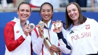ジェンがアジア選手初のシングルス金メダル獲得! 3時間超の激闘、女王撃破など勝負強さ光る[パリ五輪]