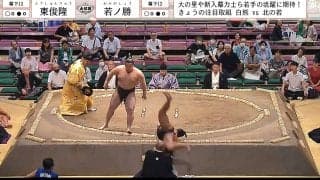 想像の“斜め上”を行く幕下力士の身体能力に館内騒然 側転で土俵下に転落→“ピタッ”と着地のはずが…直後のハプニングに再び騒然
