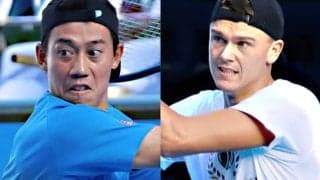  錦織とルーネが練習「風邪引かないように」 
