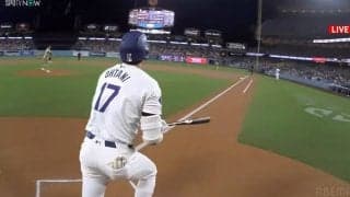 大谷翔平、弾丸ツーベースが球審目線のカメラでも捉えきれない異常事態 「あっちゅー間」「スローでも速いw」ファン騒然