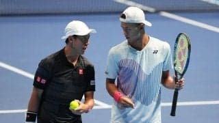 錦織圭と坂本怜の16歳差コンビは第1シードに接戦で敗れる。錦織は「この経験を生かしてほしい」と18歳坂本に期待[木下グループジャパンOP]