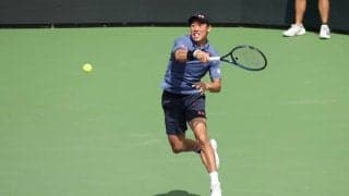 錦織圭、3時間弱の激闘で世界58位ムナルを撃破し2回戦進出。最終セットには足を引きずる場面も[BNPパリバ・オープン]