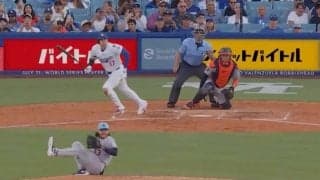 球場騒然！ 大谷翔平、爆速打で“想定外のハプニング”「怖すぎ…」 相手投手を弾き飛ばす一撃「どんな凶器だよ」