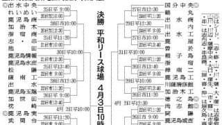 58チームの対戦決まる、九州高校野球鹿児島県大会　軟式は5チーム