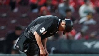 球審のマスクが不調で試合が一時中断　広島－ヤクルト戦