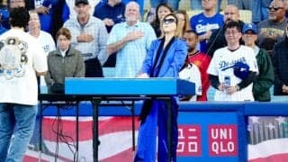 YOSHIKI、ド軍戦で米国国歌を演奏　2年ぶりに本拠地降臨…大谷＆由伸の前で響かせた音色