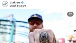 「受け取れて良かった」昨季途中までド軍に在籍していた右腕にチャンピオンリング贈呈