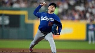 ドジャース山本由伸、６回３失点で３勝目の権利得て降板　ロバーツ監督とベンチで握手