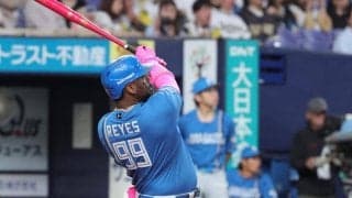 日本ハム・レイエス　母の日に感謝の豪快弾「母と妻のイニシャルを頬に書いて試合に臨んでいる。特別な日に打つことができて、とてもうれしい」