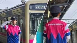 日本ダービーに向かう道中からお祭りムード 京王電鉄駅員も“勝負服姿”でお出迎え