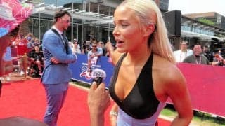 スキーンズの激カワ彼女に珍光景　右腕のインタビュー中に米メディアに突撃される　２人の衣装は「１カ月前くらいに決めた」
