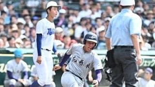 甲子園騒然！花巻東　１死三塁から右翼前方への飛球→相手の守備の隙を突いて好走塁　快勝に導く好判断に解説「すごいですよ。なかなかできないプレー」