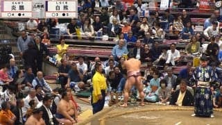 「え、仲良く映ってる」台風迫る国技館に“まさか”の2ショット “ひと目”でわかる存在感に「どんだけ好きなの」反響続々