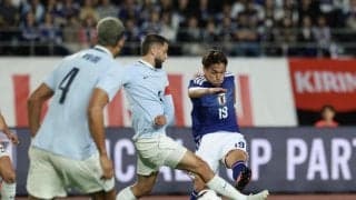代表デビューの２３歳、松木玖生が圧巻の代表初ゴール！ウルグアイ相手に左足で華麗にゴール揺らす　第３次森保ジャパン第１号弾に