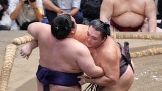 歴代最長43場所ぶりV射程！朝乃山「胸を借りるつもりで」熱海富士を寄り切り10勝目