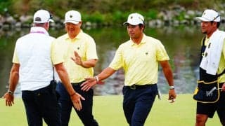 「僕のゴルフの状態は悪いけど」も松山英樹ペアが快勝 世界選抜はフォアサム全勝で大きくリード
