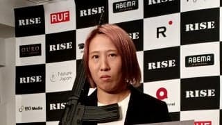【RISE】自衛隊出身の島田知佳がライフル抱え登場、ISKA世界王者MARIを「一発で」