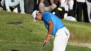松山英樹「もうちょっとかっこよくガッツポーズしたかった」腰痛抱える中ロングパット決め大歓声